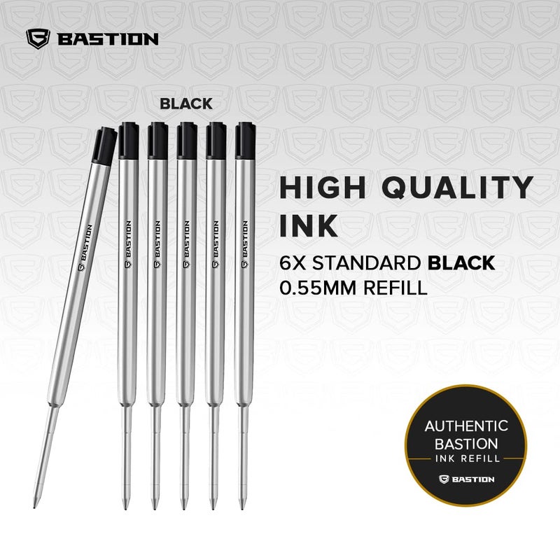 BASTIONÂ® Premium Pen Refill, Deeply Pigmented Ink for All Bolt Action Luxury Pens, Standard Ink Refill with 0.55mm Fine Tip - Black 6 Pieces - Image 2